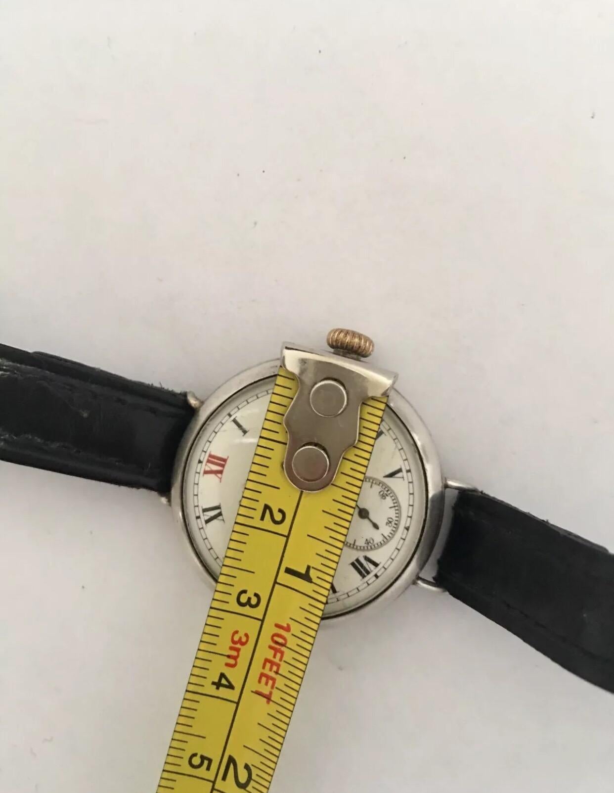 Antique Silver Dennison Case WWI Waltham Trench Watch 5