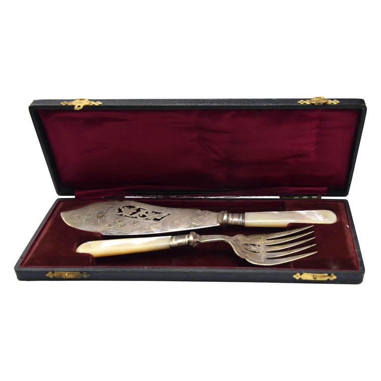 Antique Silver Dessert Cutlery, England, 1890 For Sale at 1stDibs