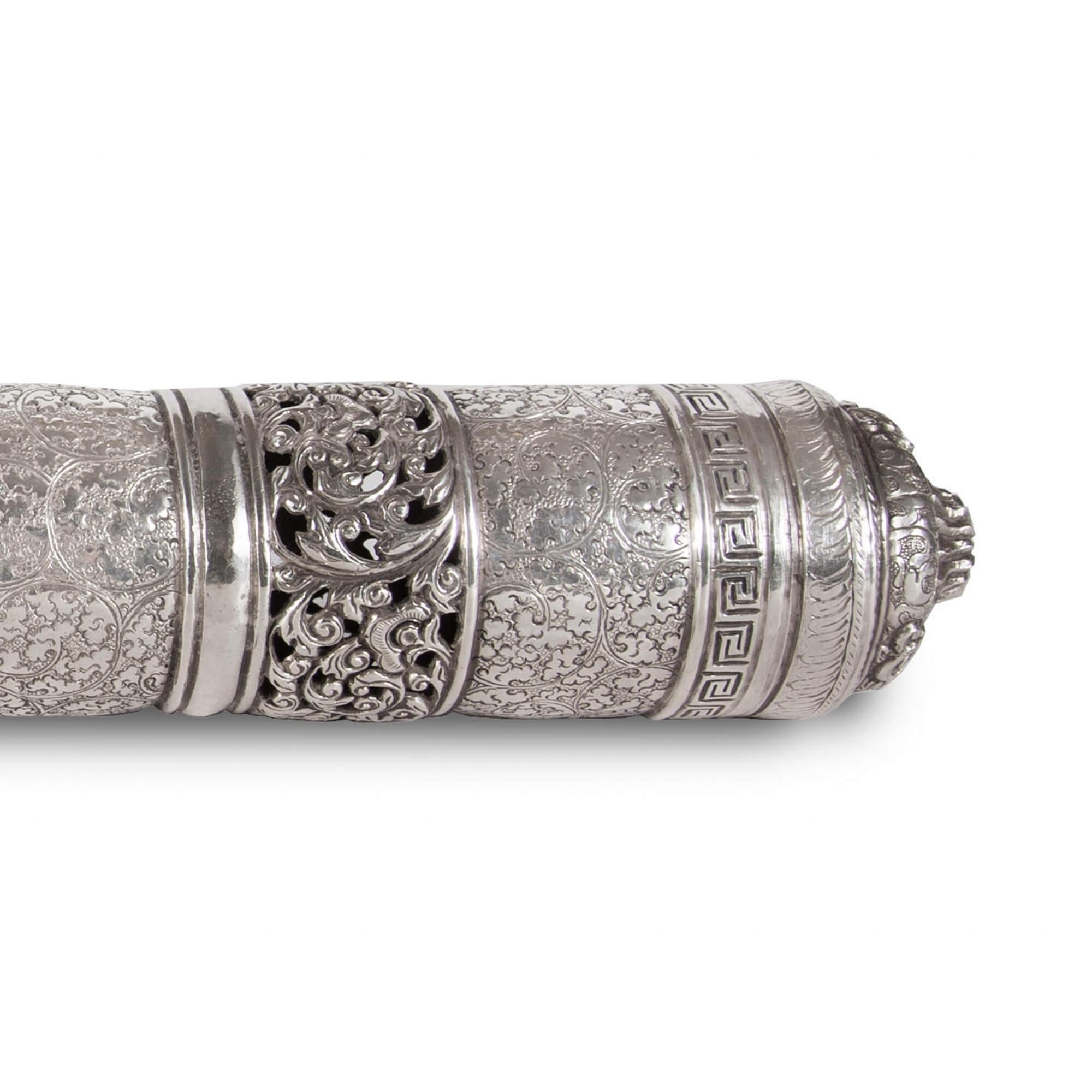 Antique Silver Document Case from Burma In Good Condition For Sale In London, GB