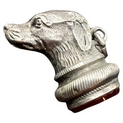 Antique silver dog carnelian seal fob pendant