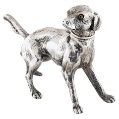Antique Silver Dog Shaped Pepper Shaker Pepperette Novelty Birmingham 1913