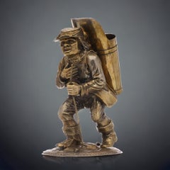 Antique Silver Drinking Cup in the Form of a Traveller Man Statue