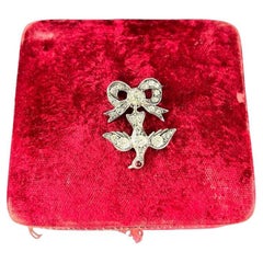 Antique Silver Early Victorian Paste Swallow Bird Brooch With a Garnet Eye