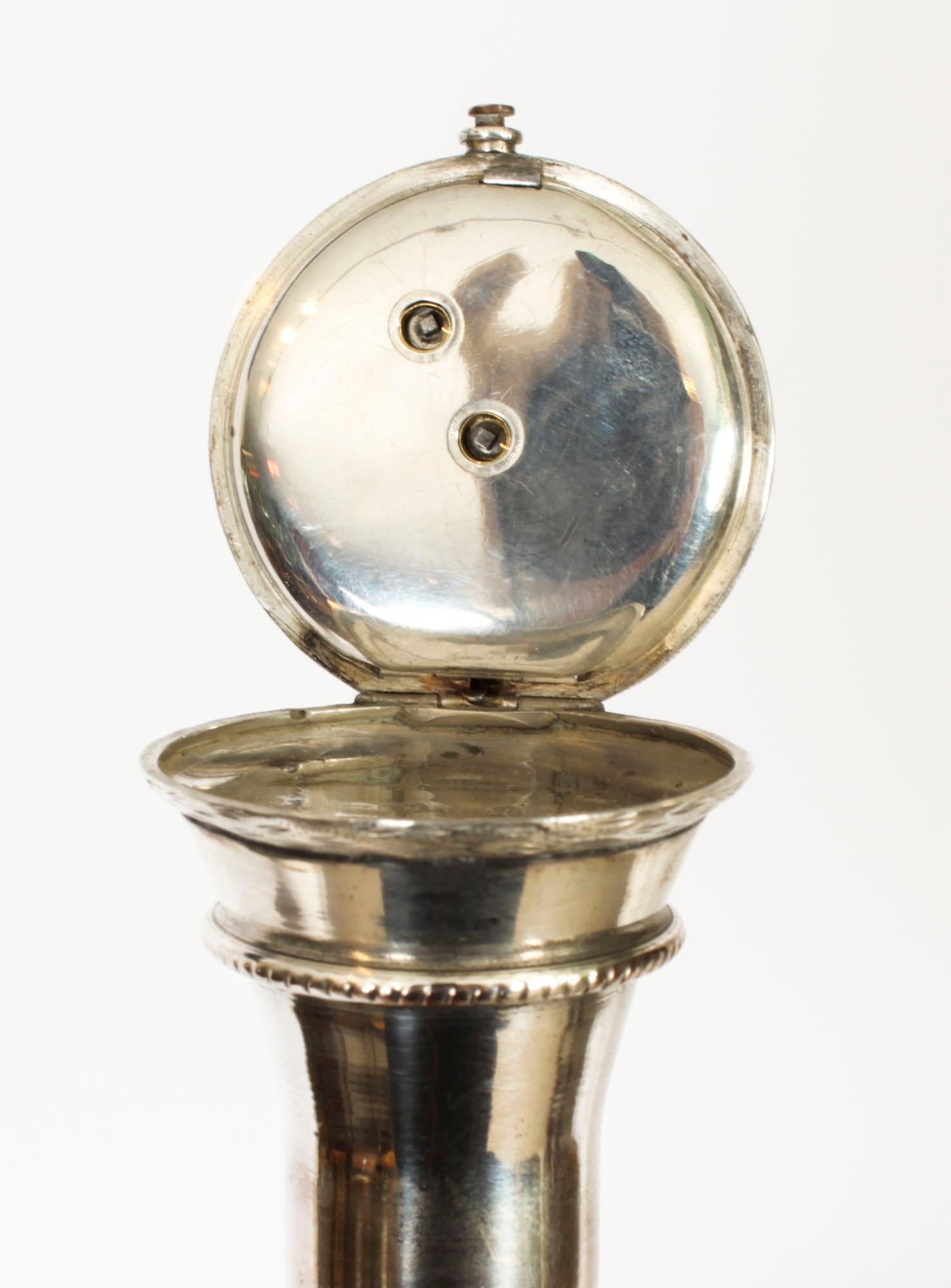 Antique Silver & Ebonised Watch Opera Cane Walking Stick 19th Century 4