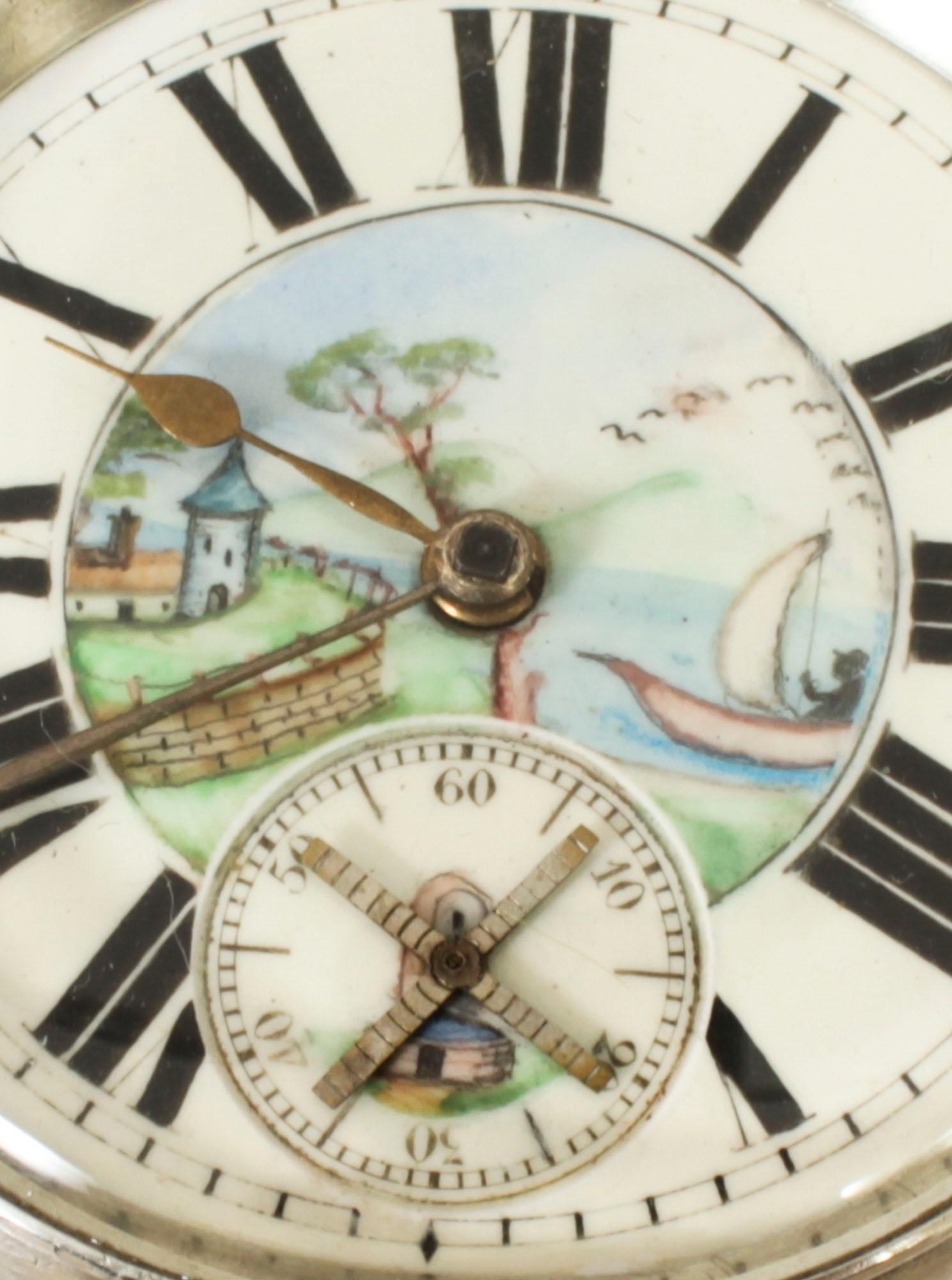 Antique Silver & Ebonised Watch Opera Walking Stick Thomas Peter Hewit 1