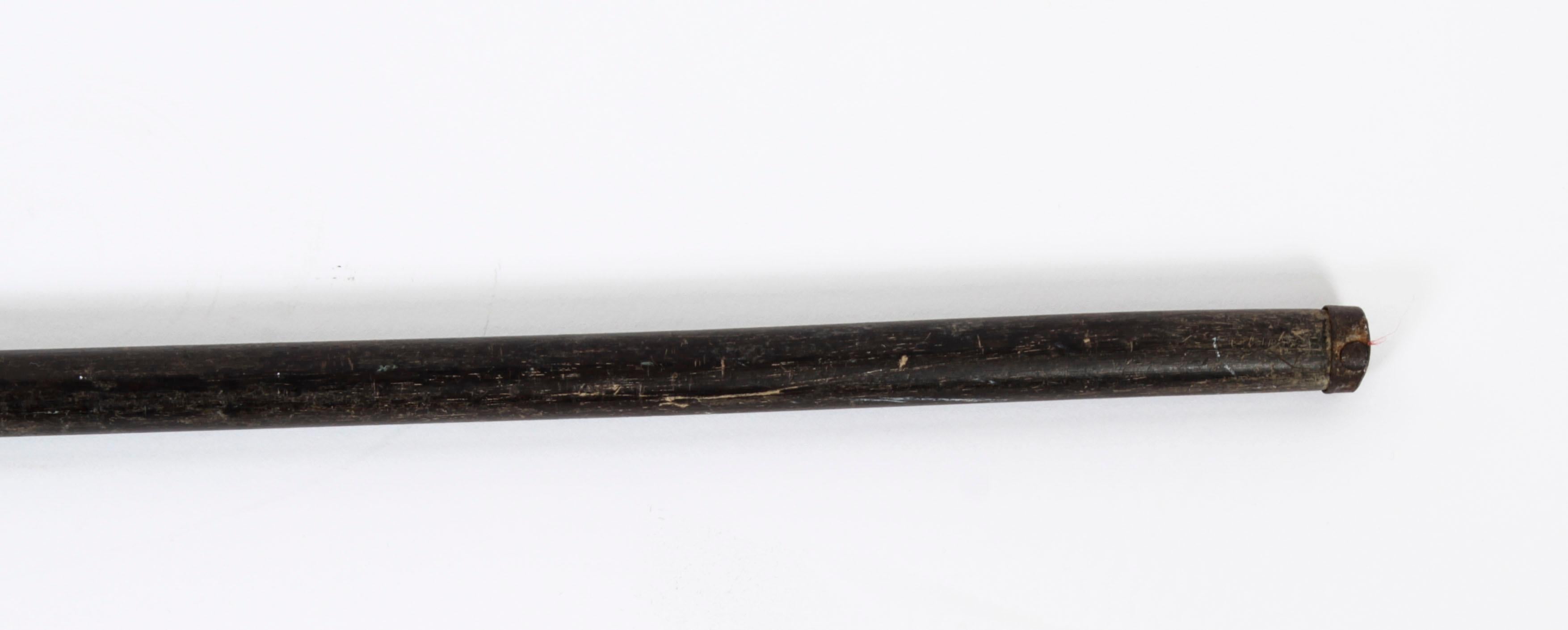 Antique Silver Ebonized Walking Cane Stick, 19th Century In Good Condition In London, GB