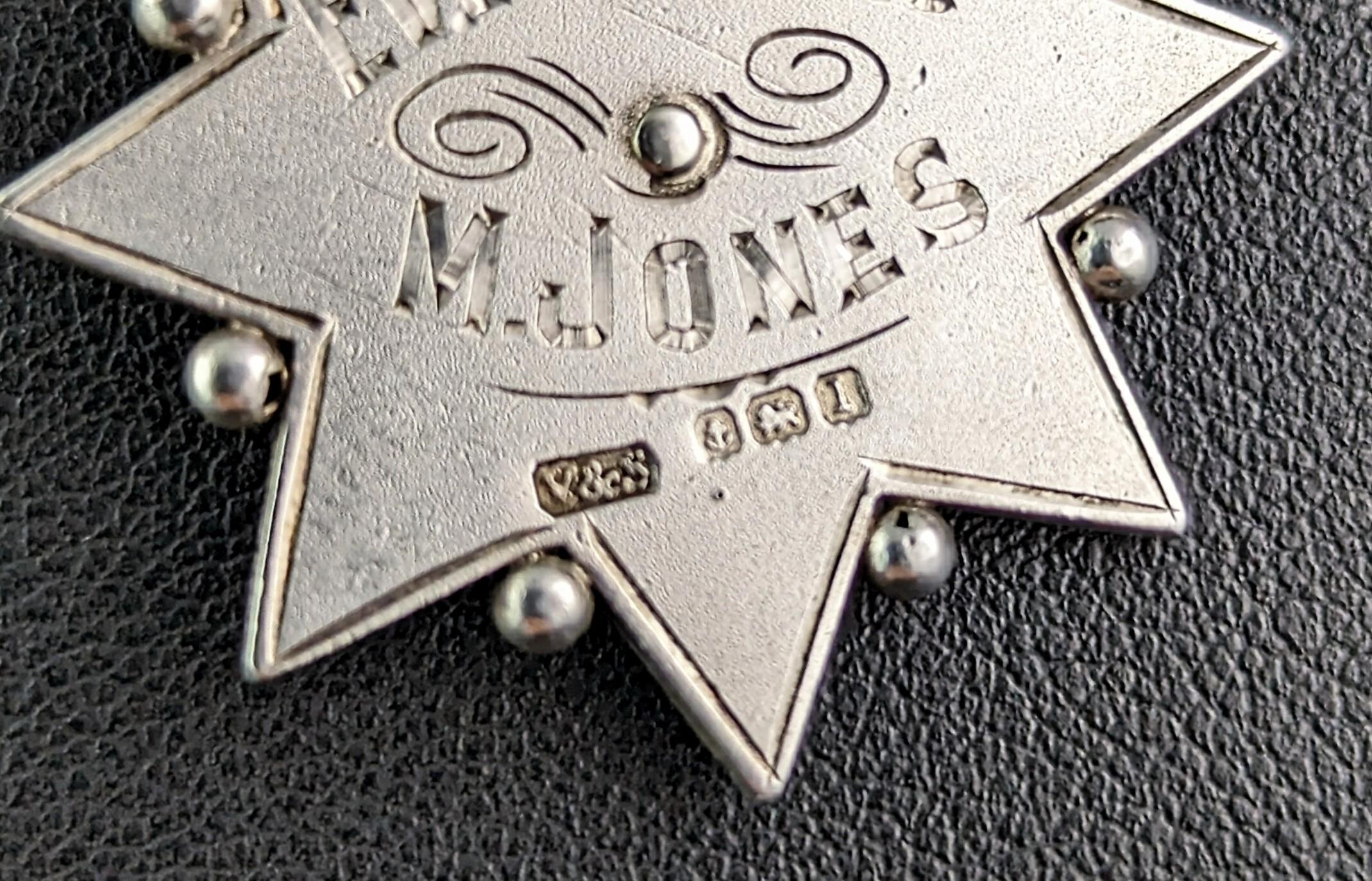 Antiker Star fob-Anhänger aus Silber, Emaille und Roségold, Vogel  im Angebot 1