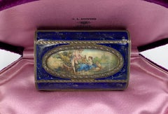 Antique Silver Enamel Box Hand Painted Courting Miniature Bird Cage Dog Lamb