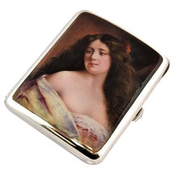 Antique Silver & Enamel Cigarette Case 1905 Import Mark