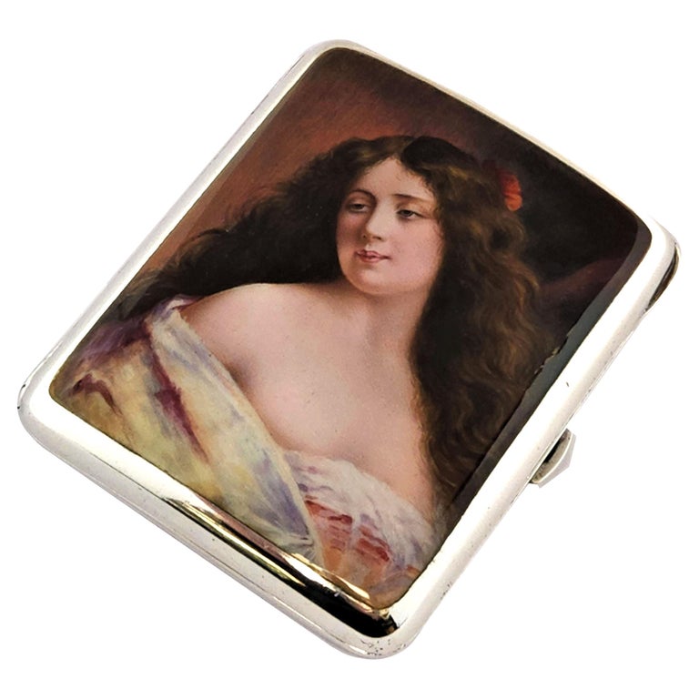 Antique Silver & Enamel Cigarette Case 1905 Import Mark