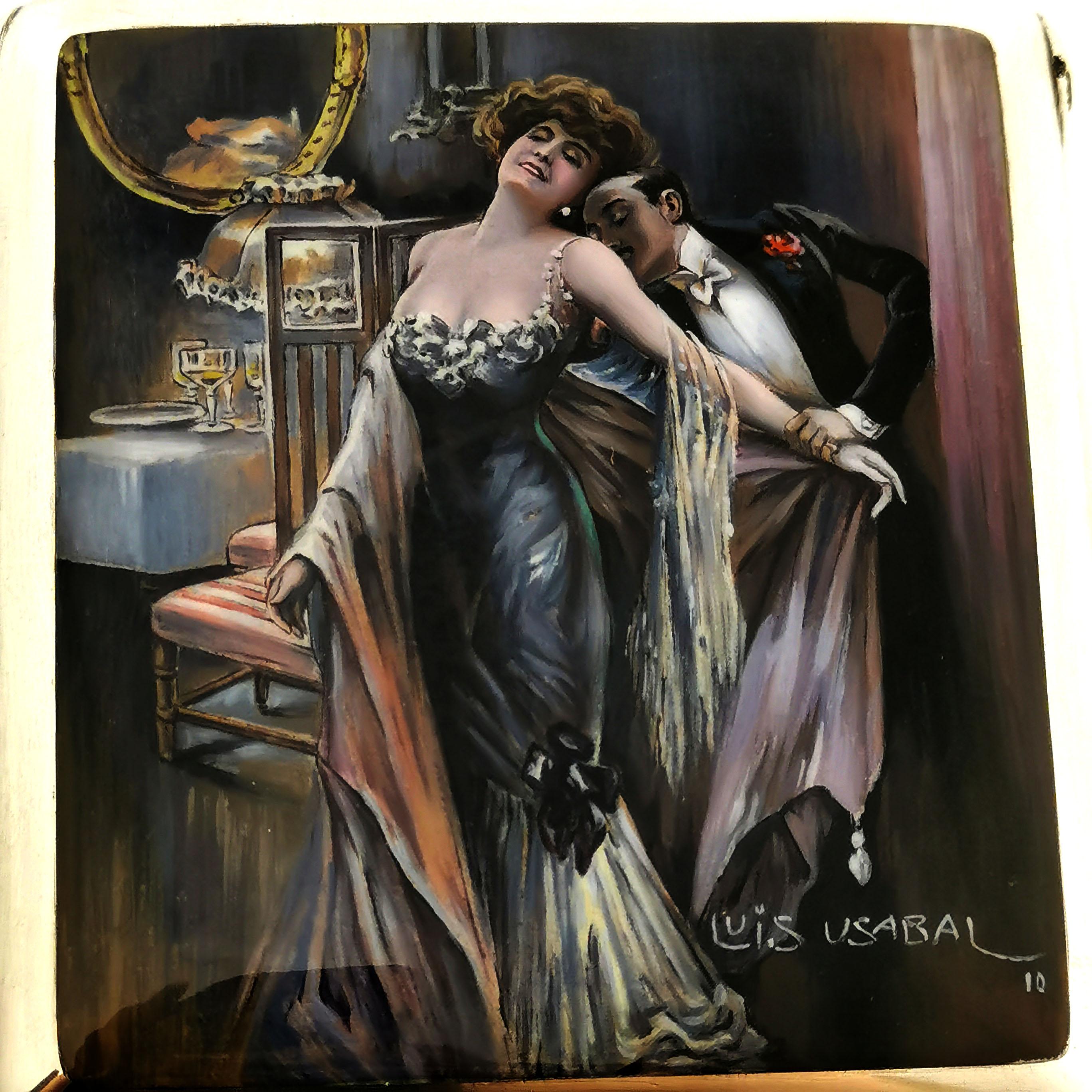 20th Century Antique Silver and Enamel Erotic Cigarette Case 1910 Luis Usabal