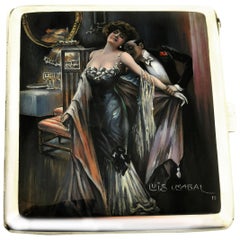 Antique Argent et Email Erotic Cigarette Case 1910 Luis Usabal