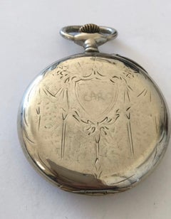 Antique Silver Enamel Dial Pocket Watch