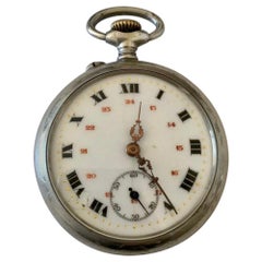 Antique Silver Enamel Dial Pocket Watch