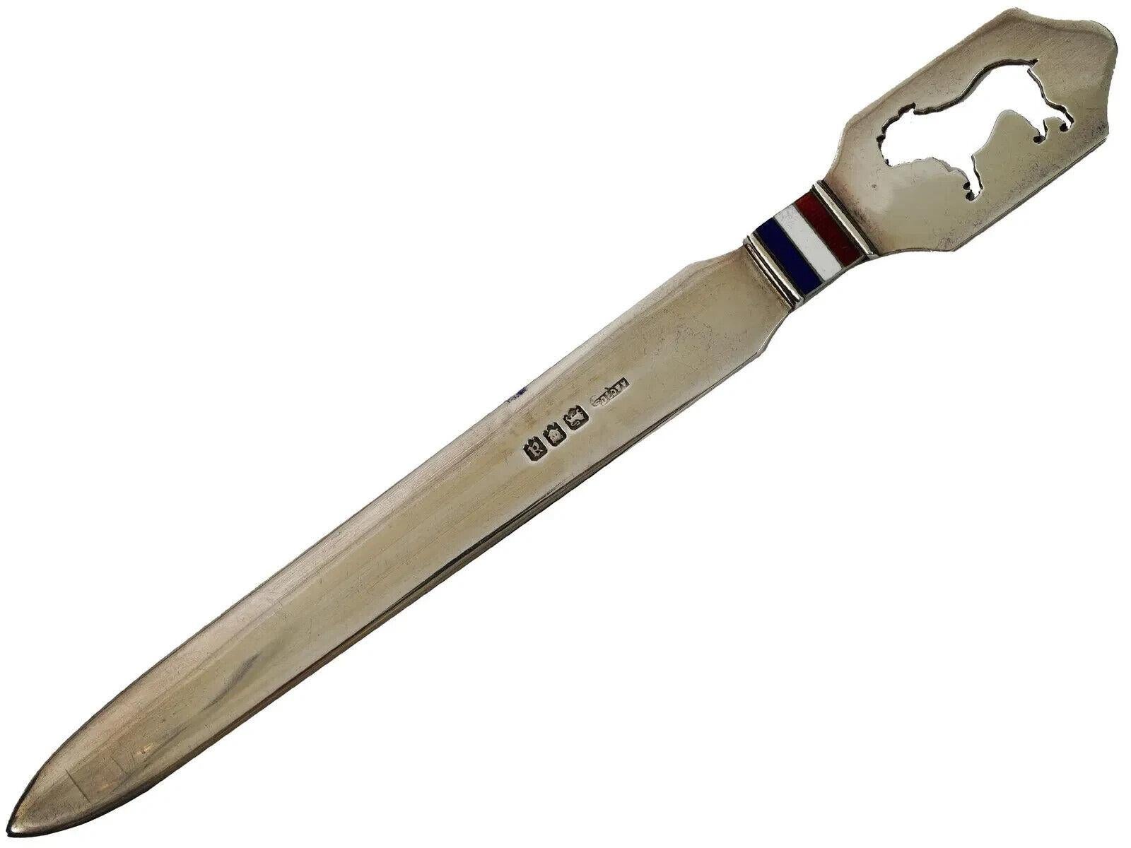 Antiker Brieföffner aus Silber und Emaille mit Asprey in Box (Europäisch) im Angebot