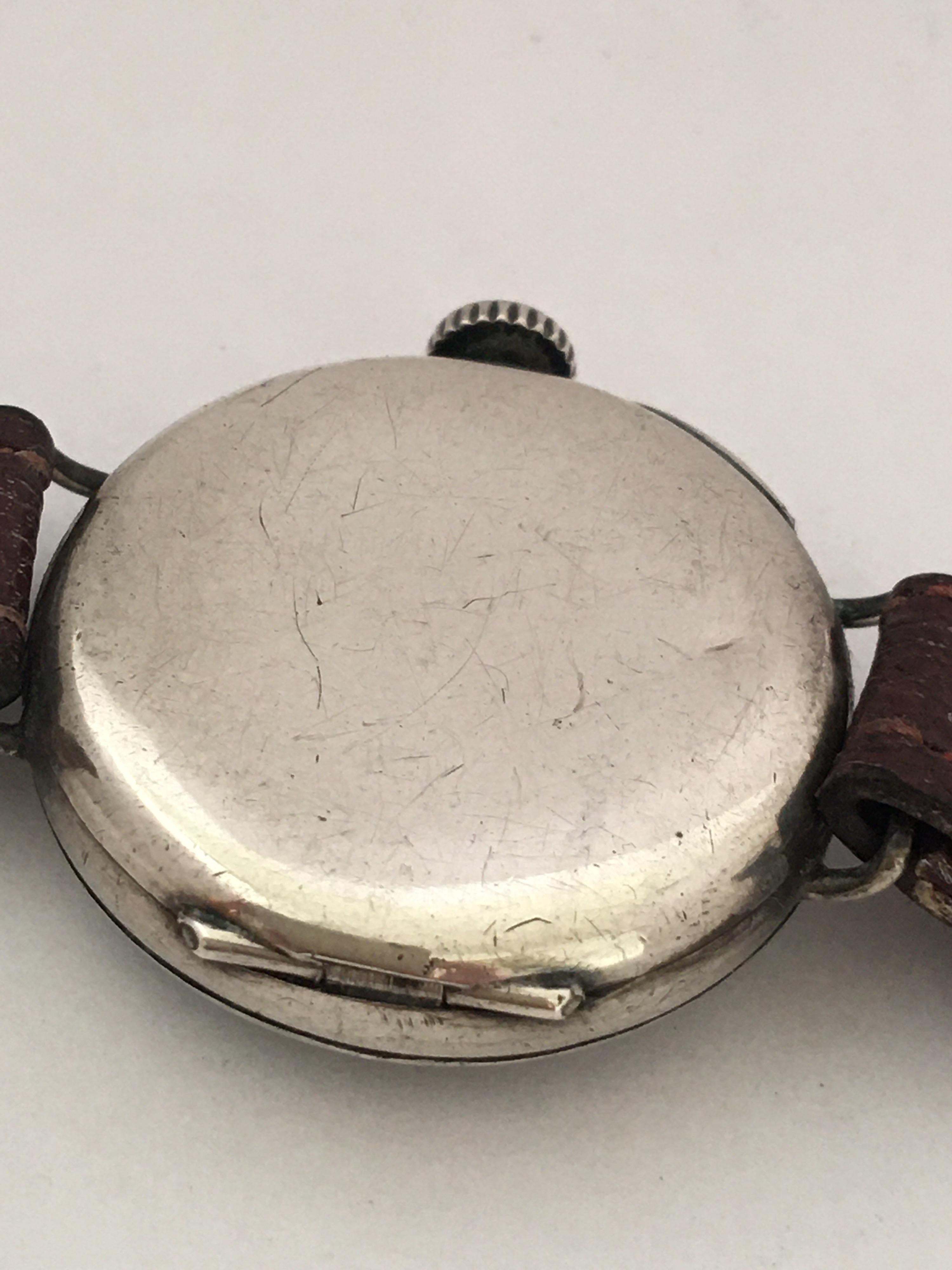 Antique Silver / Enamel Trench Watch For Sale 4