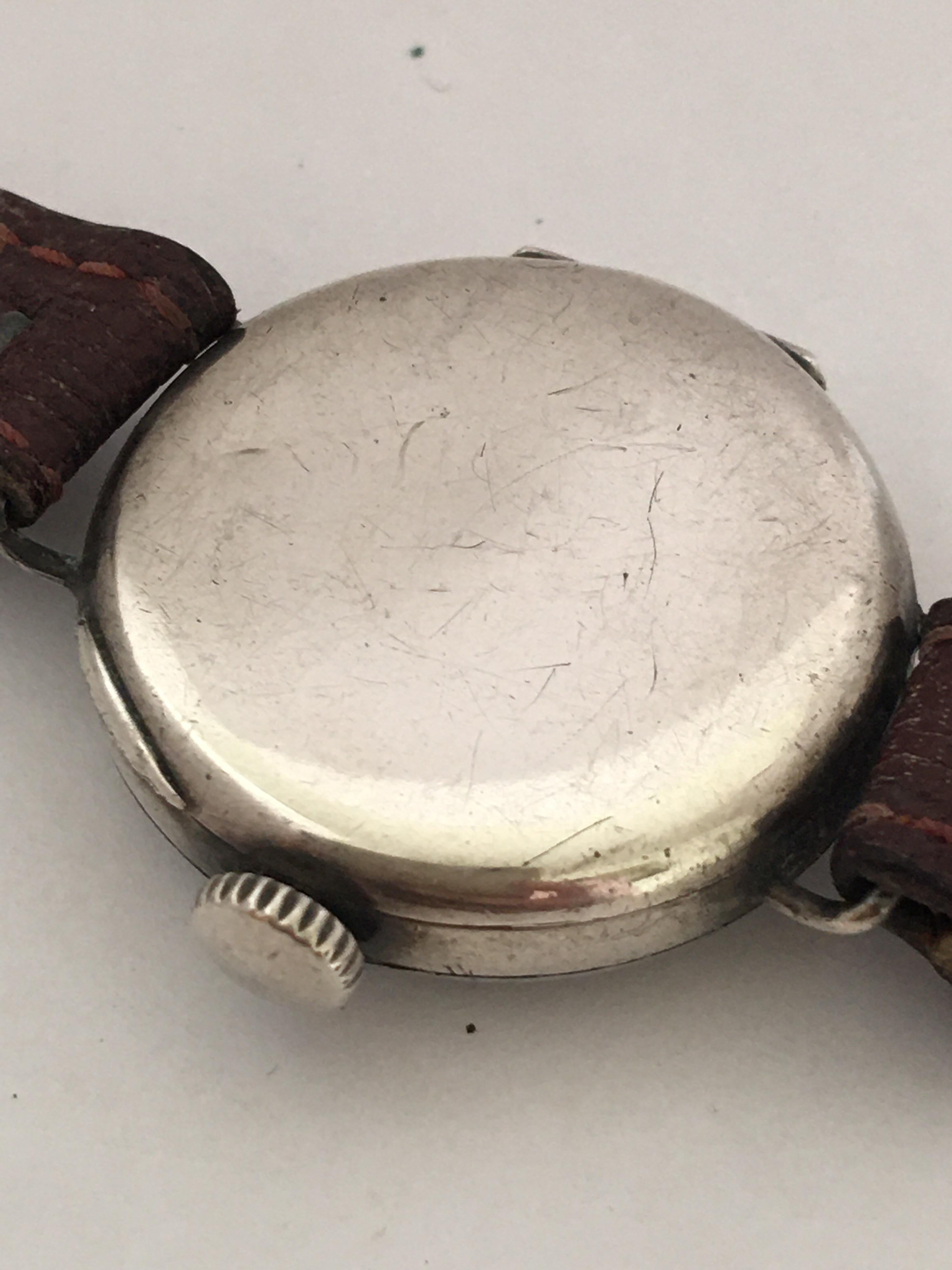 Antique Silver / Enamel Trench Watch For Sale 5