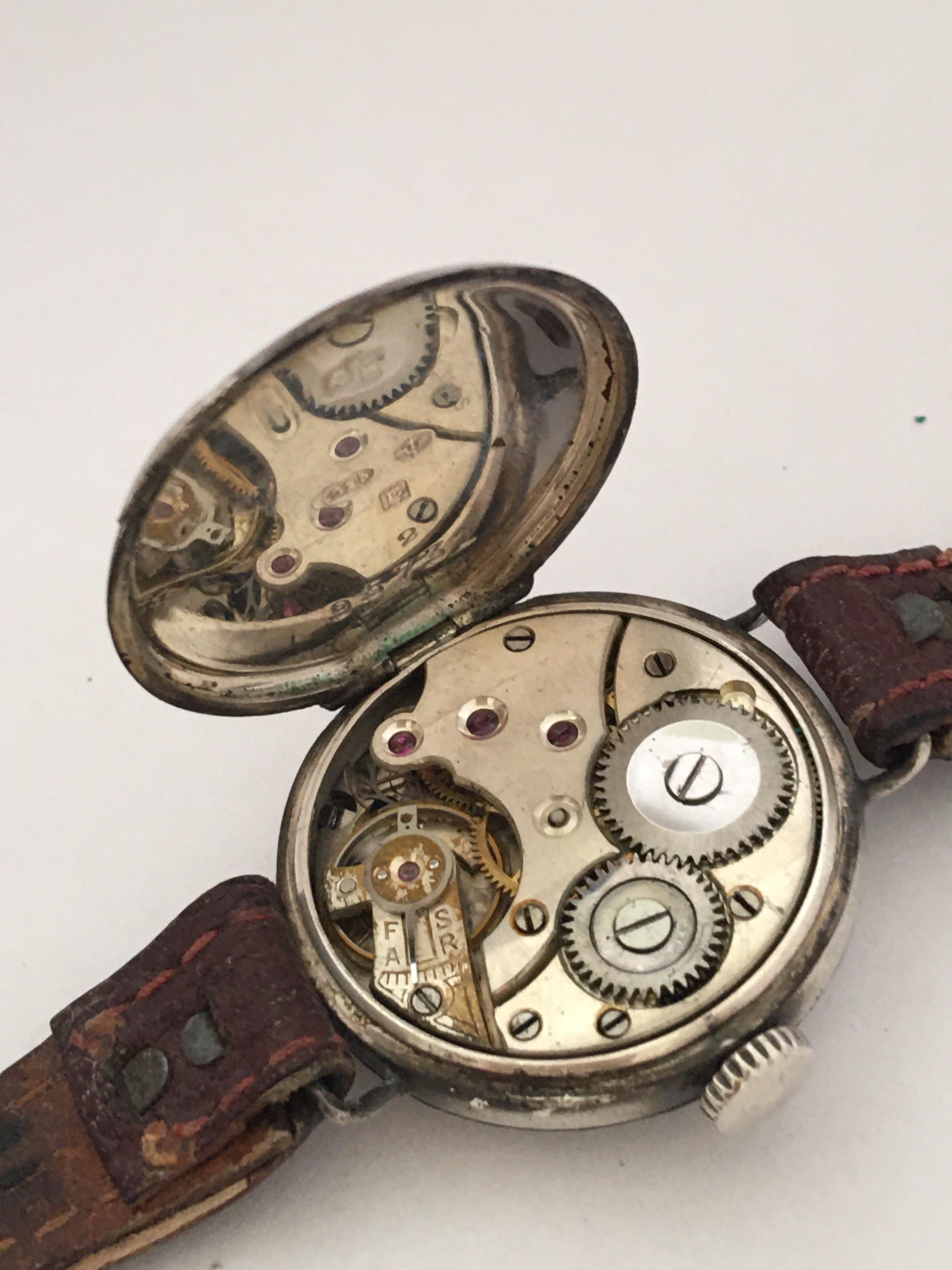 Antique Silver / Enamel Trench Watch For Sale 1