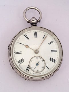 Antique Silver Engine Turn Cased Key Winding Pocket Watch