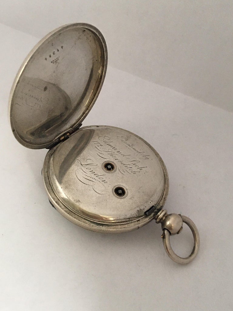 Antique Silver Engine Turned Case KeyWind Pocket Watch For Sale at 1stDibs