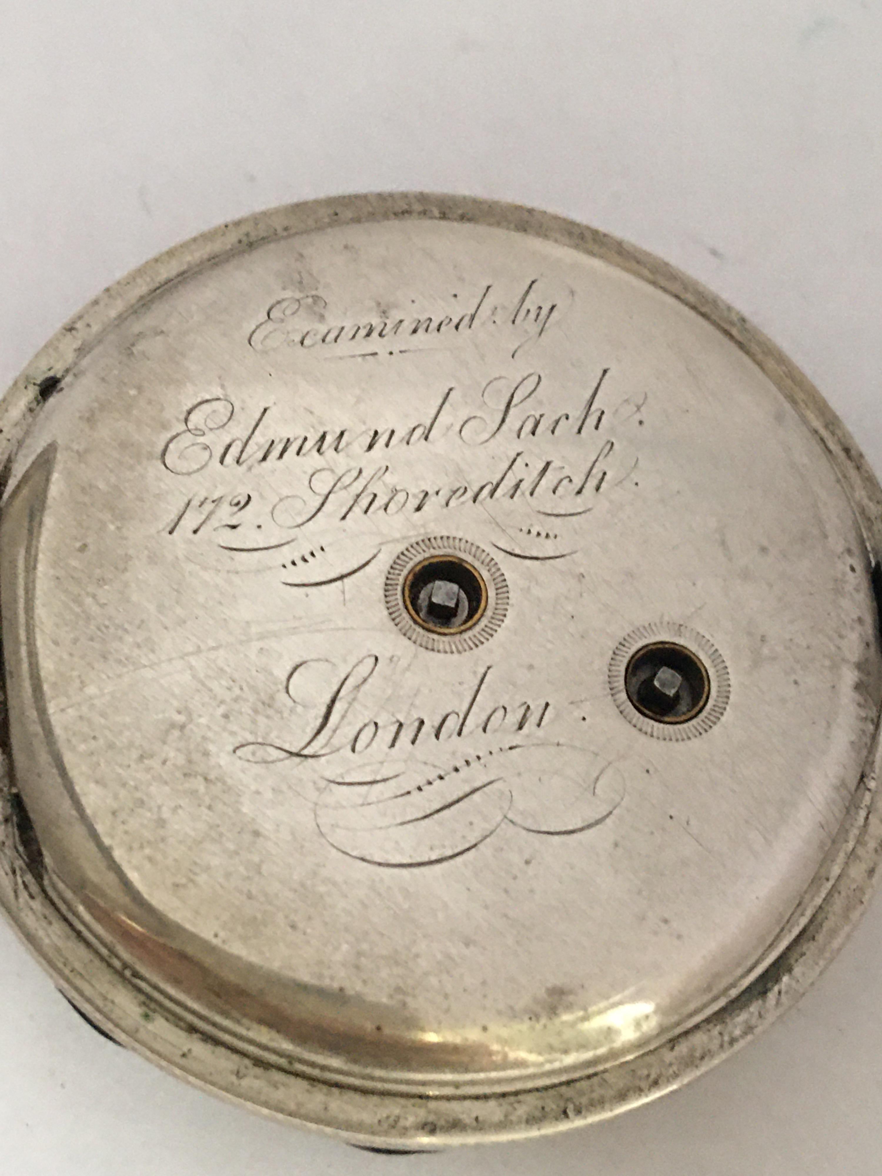 Antique Silver Engine Turned Case Key-Wind Pocket Watch In Good Condition For Sale In Carlisle, GB