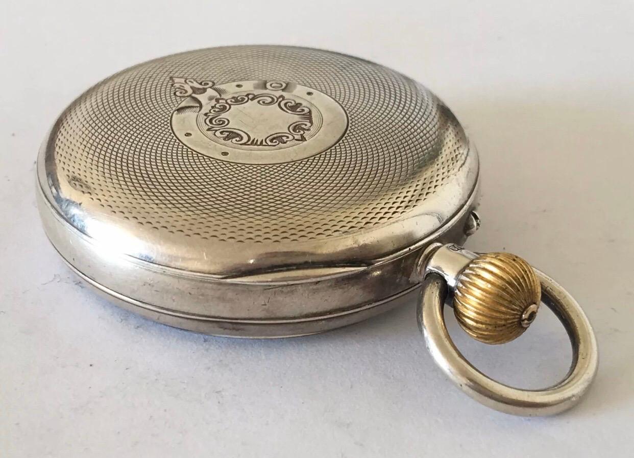 Antique Silver Engine Turned Case Mappin & Webb, London Pocket Watch For Sale 3