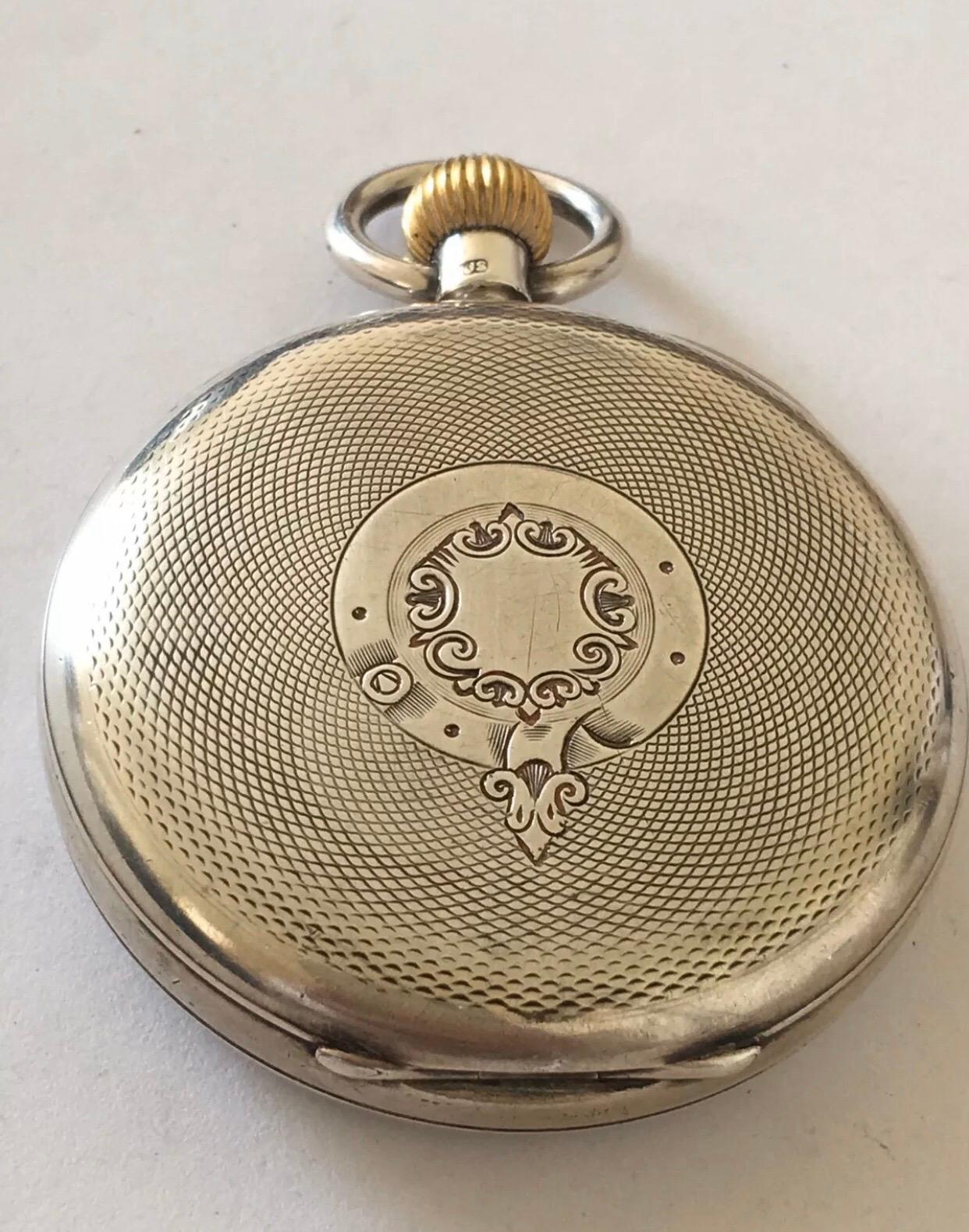 Antique Silver Engine Turned Case Mappin & Webb, London Pocket Watch In Good Condition For Sale In Carlisle, GB
