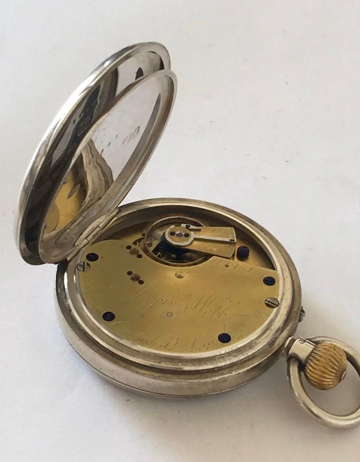Antique Silver Engine Turned Case Mappin & Webb, London Pocket Watch For Sale 1