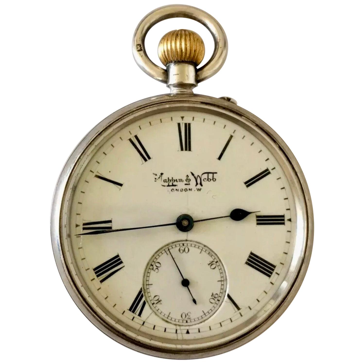 Antique Silver Engine Turned Case Mappin & Webb, London Pocket Watch For Sale