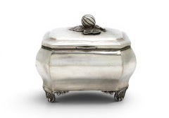 Boîte à etrog en argent ancien, design élégant, Pologne, XIXe siècle