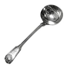 Antique Silver Fiddle Thread Shell Sauce Ladle London 1873 George Adams