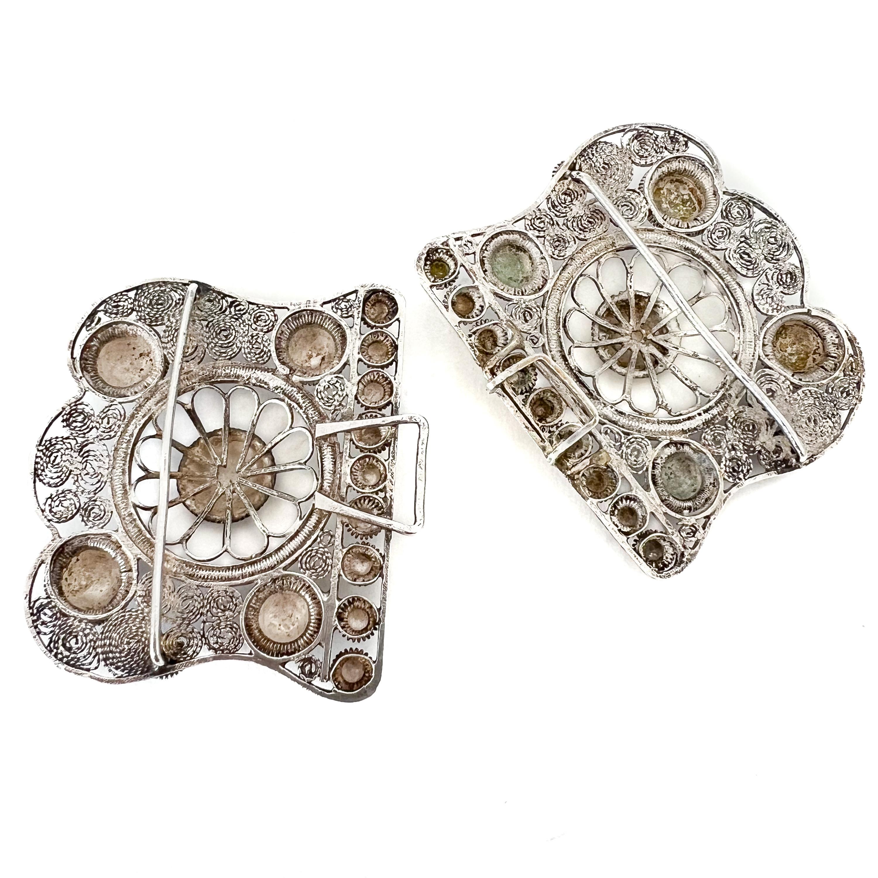 Antique Silver Filigree and Cannetille Openwork Buckle 2