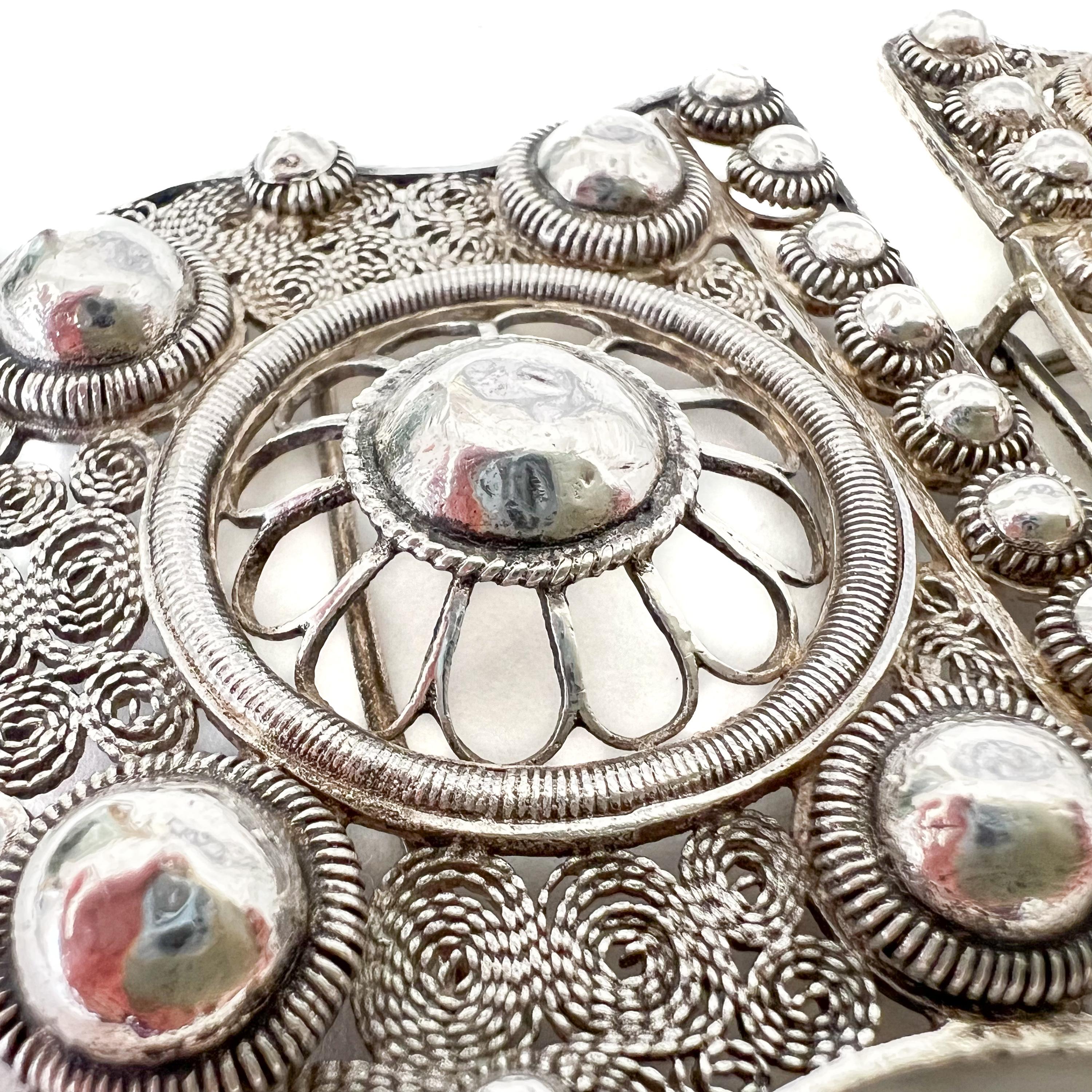 Antique Silver Filigree and Cannetille Openwork Buckle 3