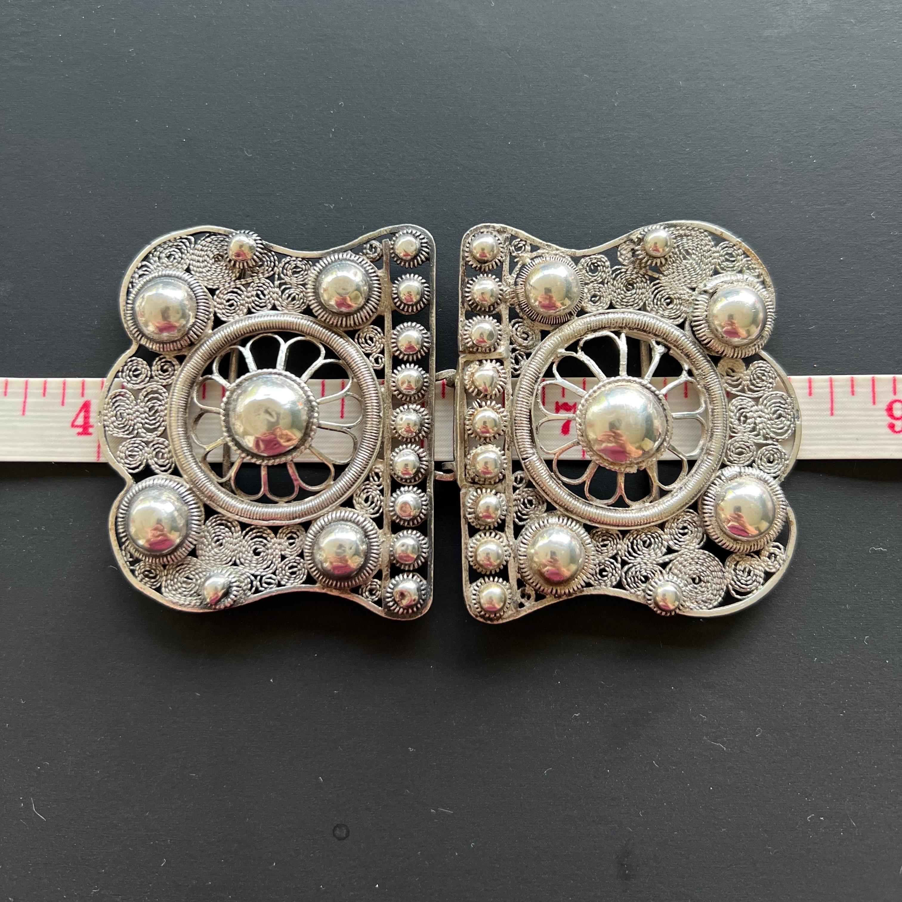 Antique Silver Filigree and Cannetille Openwork Buckle 4