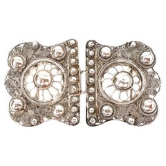 Antique Silver Filigree and Cannetille Openwork Buckle