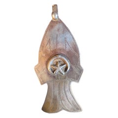 Talisman spirituel de protection en argent ancien, avec poisson et lune, Design/One