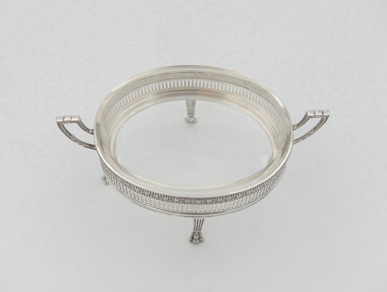 Glass Antique Silver Footed Sweetmeat Dish by Hugo Bohm of Germany For Sale