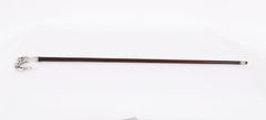 Antique Silver Fox & Hare Handled Walking Stick Cane 19th Century