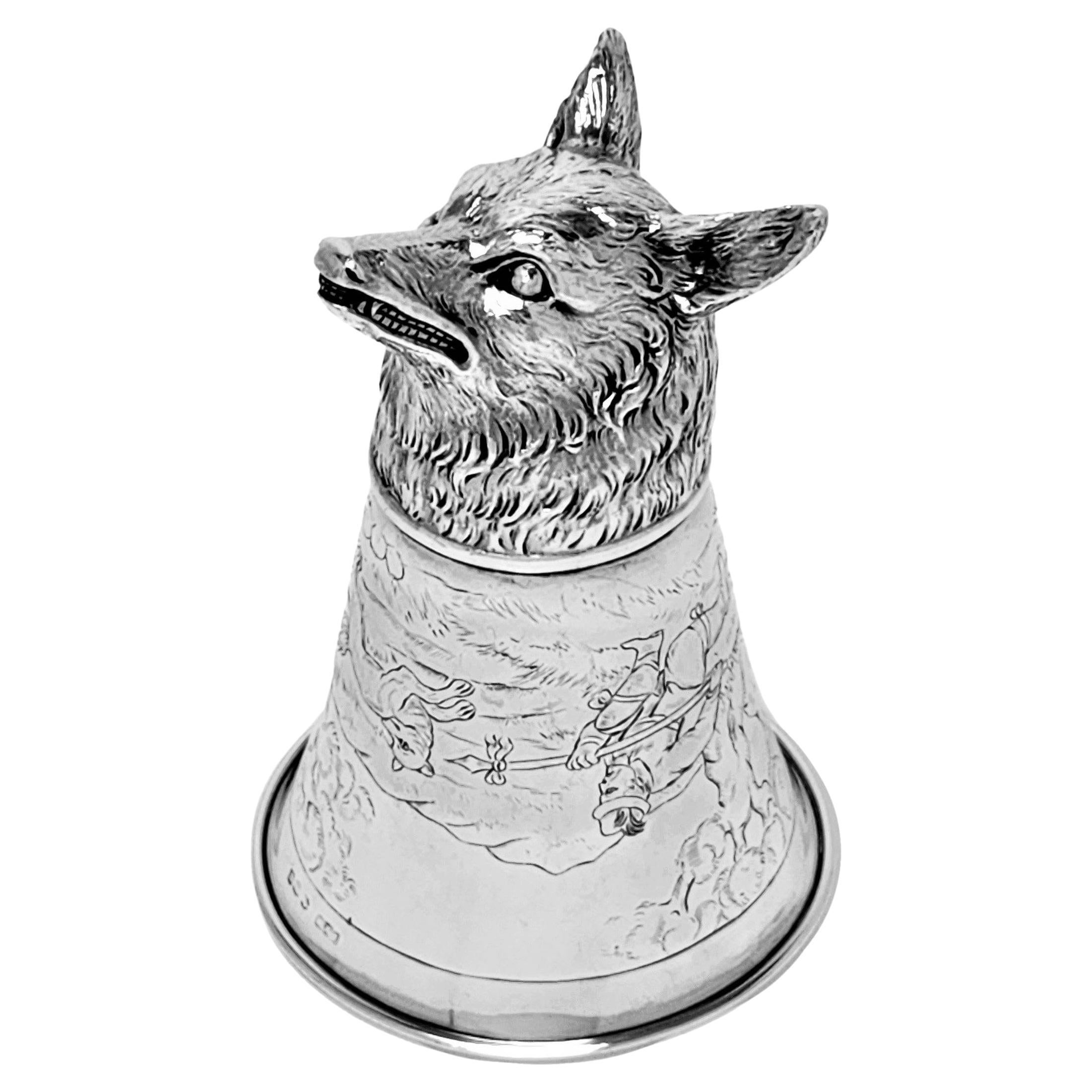 Antique Silver Fox Stirrup Cup 1912 England Import Mark