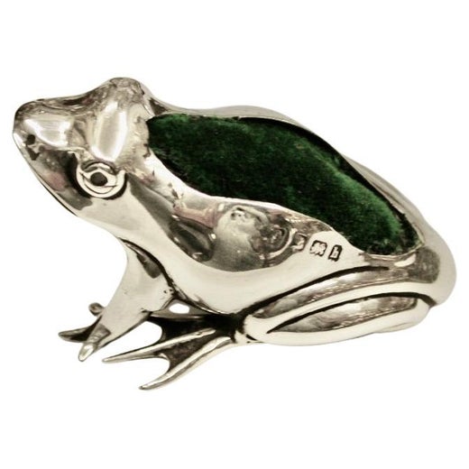 Antique Silver frog Pin Cushion Dated 1907 Assayed In Birmingham 1907