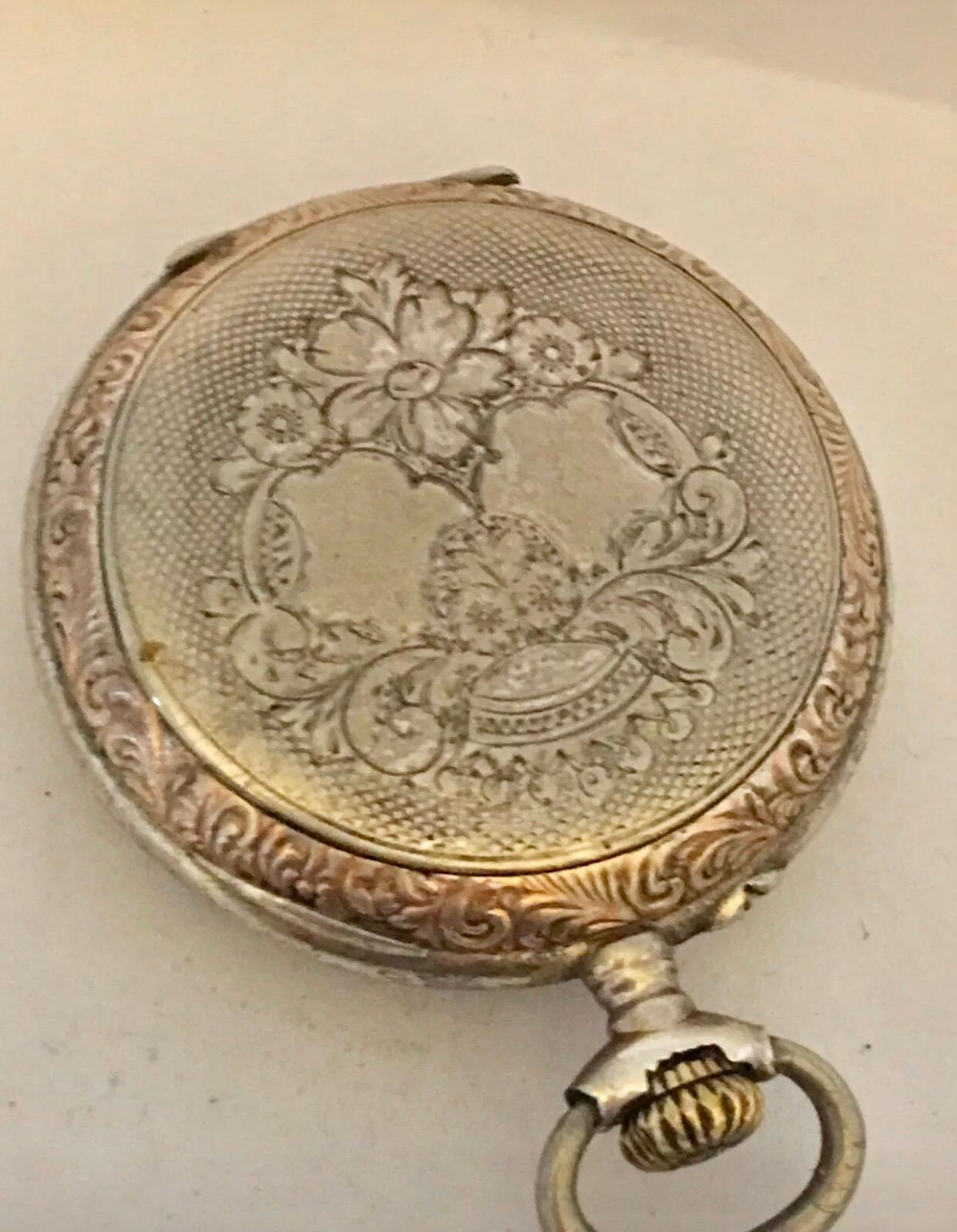 Antique Silver Full Engraved Case HandWinding Pocket Watch at 1stDibs