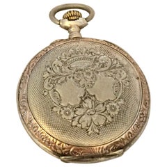Antique Silver Full Engraved Case Hand-Winding Pocket Watch