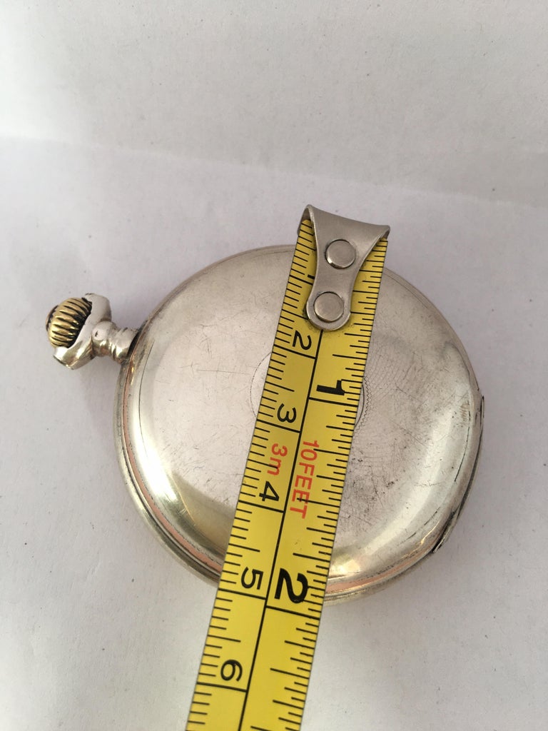 Antique Silver Full Hunter Hand Winding Pocket Watch For Sale at 1stDibs