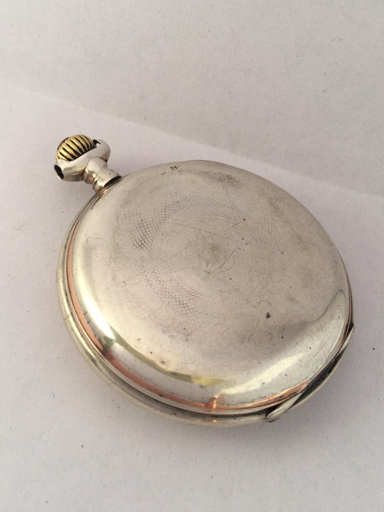 Antique Silver Full Hunter Hand Winding Pocket Watch For Sale at 1stDibs