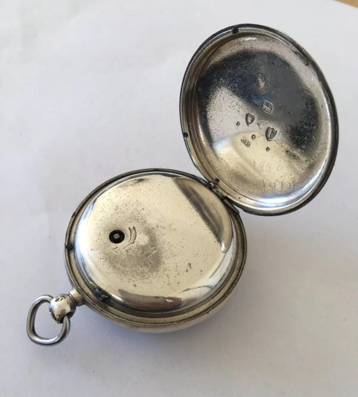 Antique Silver Fusee Pocket Watch Signed Ashdown & Barlette, Maidstone For Sale 8