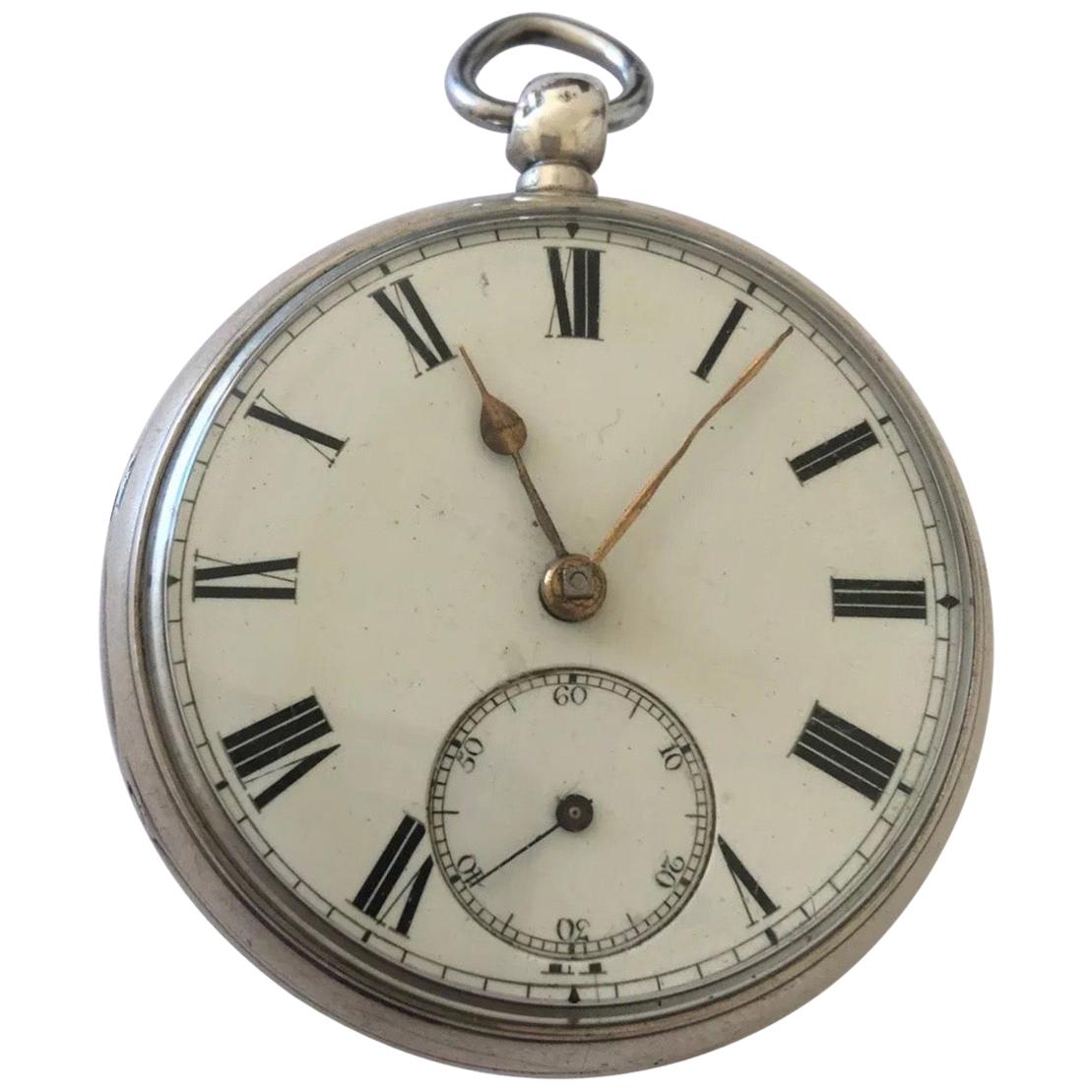 Antique Silver Fusee Pocket Watch Signed Ashdown & Barlette, Maidstone For Sale