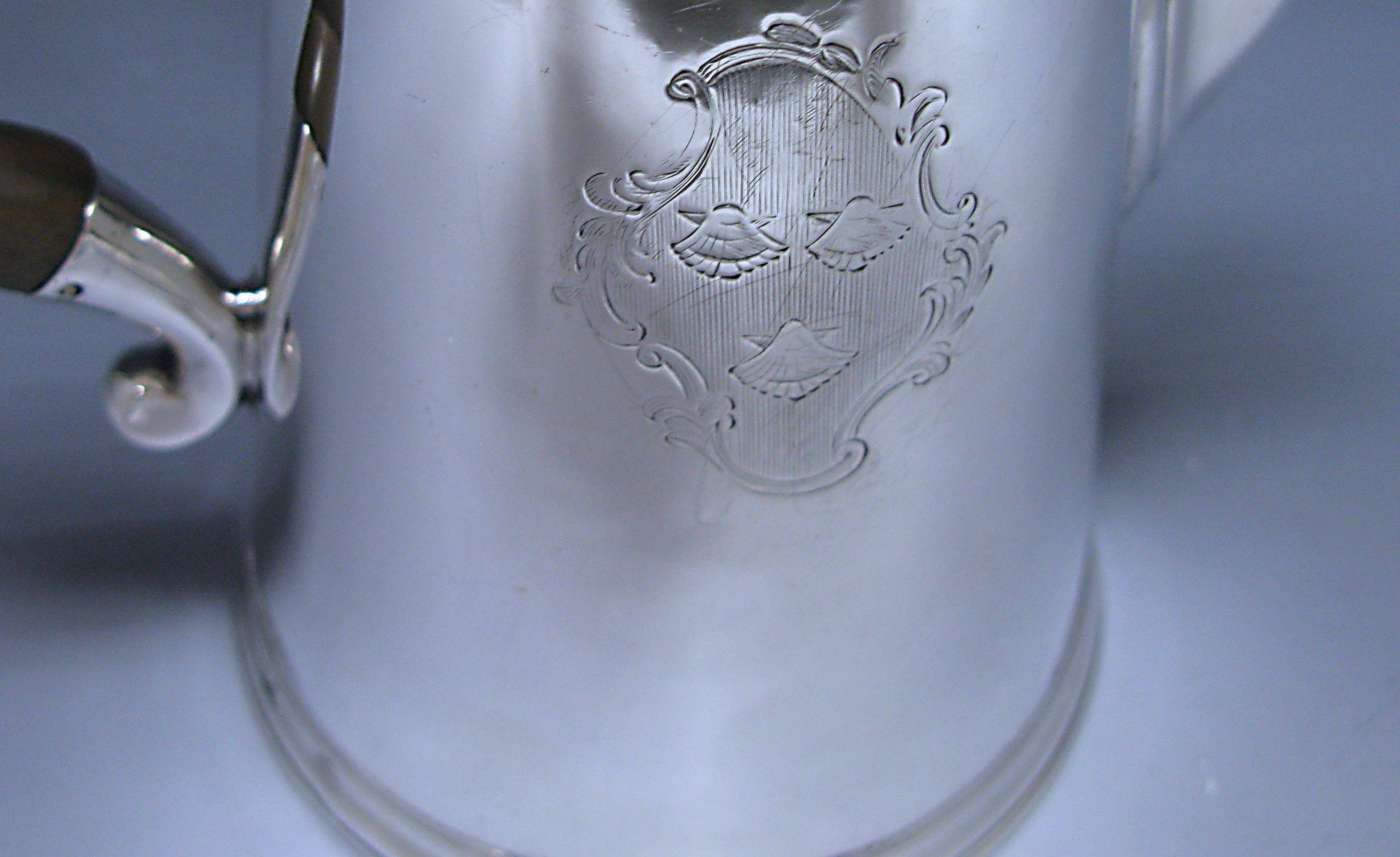 Mid-18th Century Antique Silver George II Chocolate Pot by Thomas England, London, 1730 For Sale