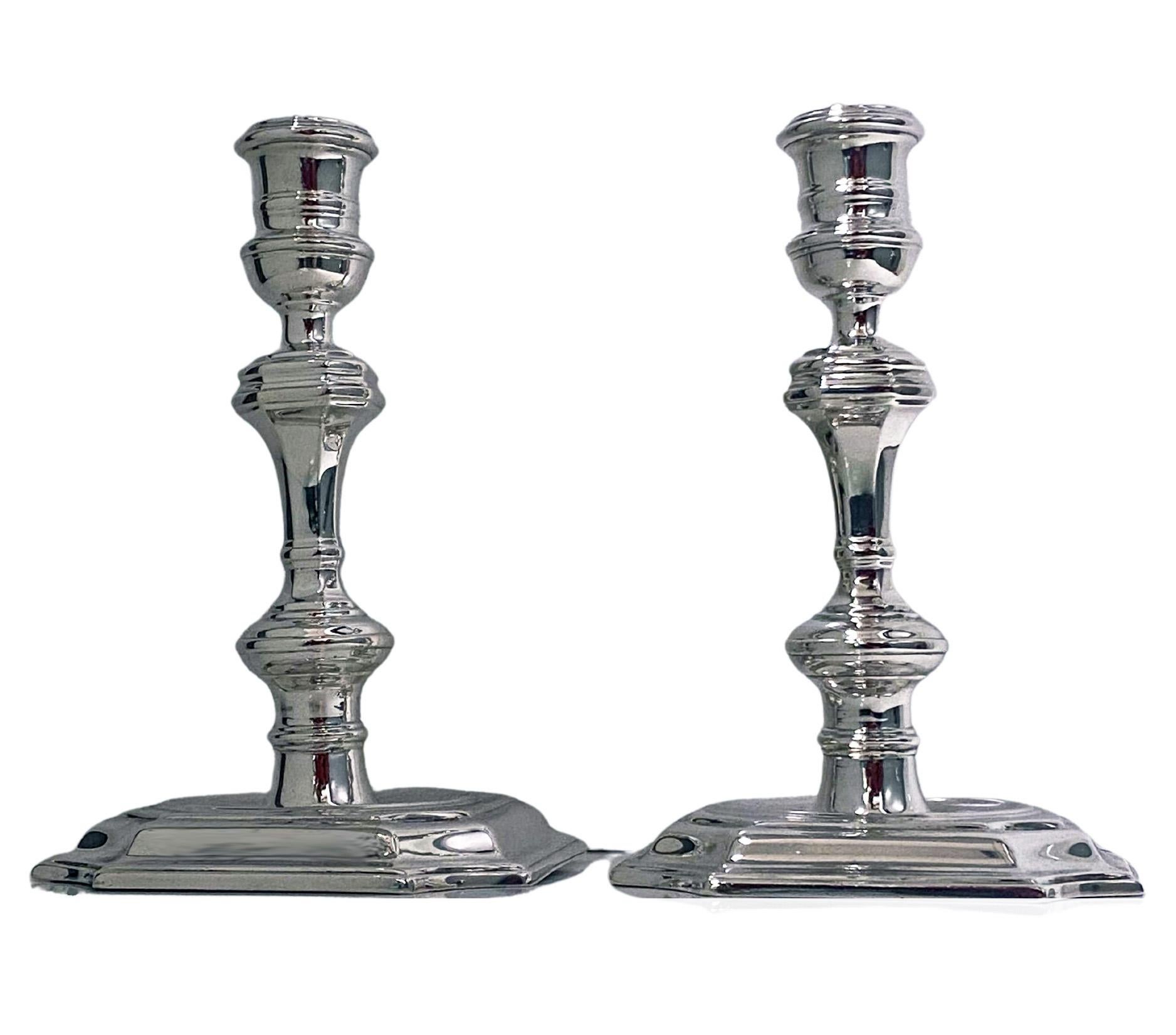 20th Century Antique Silver Georgian Style Candlesticks London 1913 William Comyns For Sale