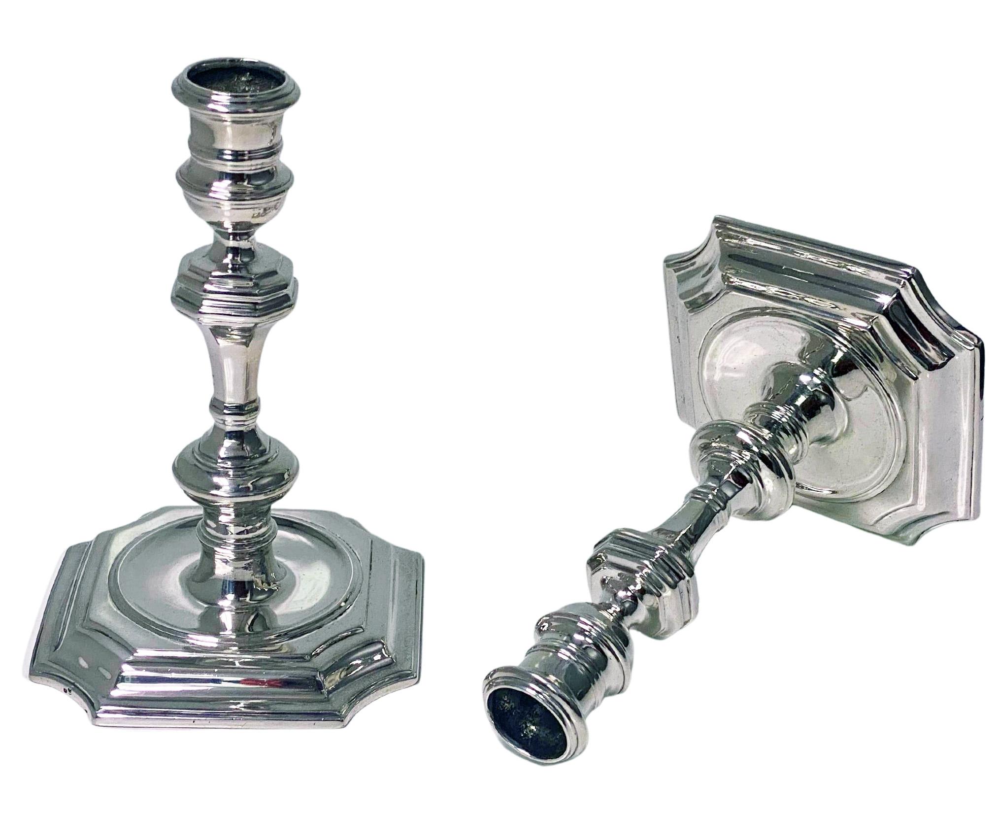Sterling Silver Antique Silver Georgian Style Candlesticks London 1913 William Comyns For Sale