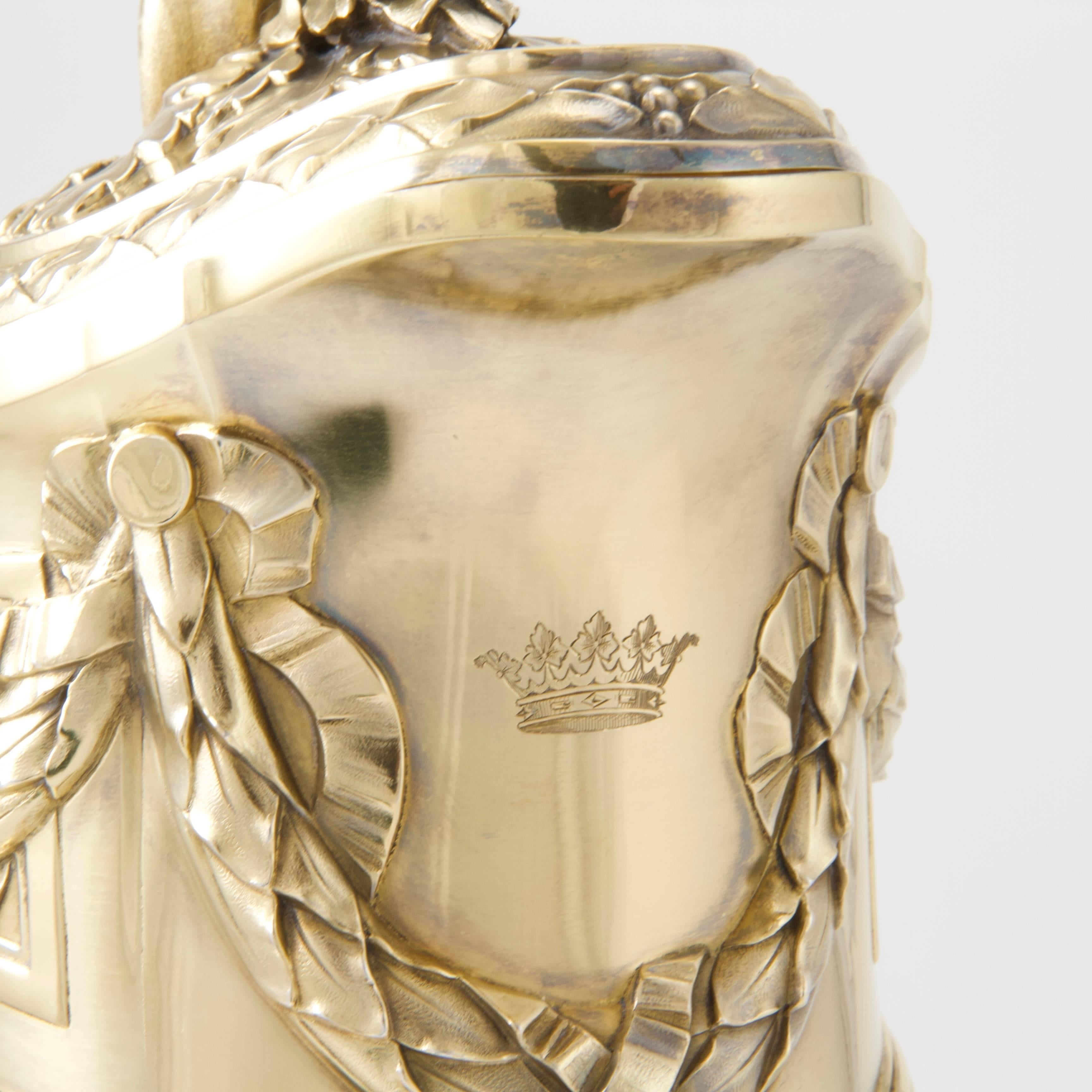 Antique Silver Gilt and Cristal Champagne Jug by Risler & Carré, Paris, 1900 For Sale 1